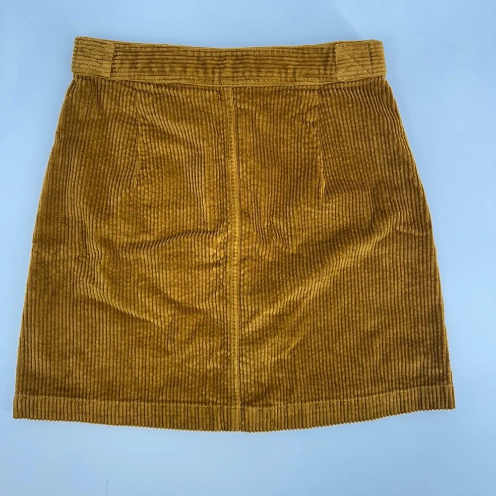 Madewell Corduroy Button Front A Line Skirt‎ Gold Mustard Size 0 AB220